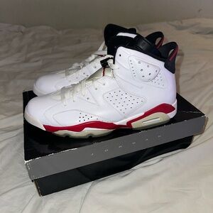 Jordan White and Red High-Top Sneakers